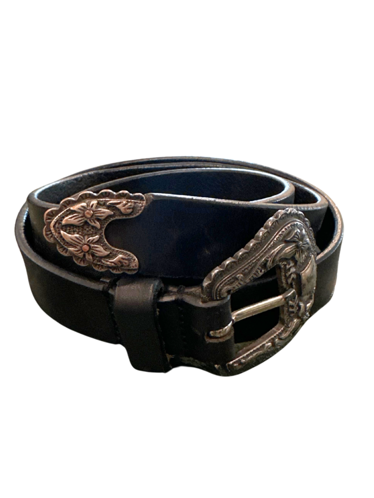 Ornate Buckle Black Belt / 90cm