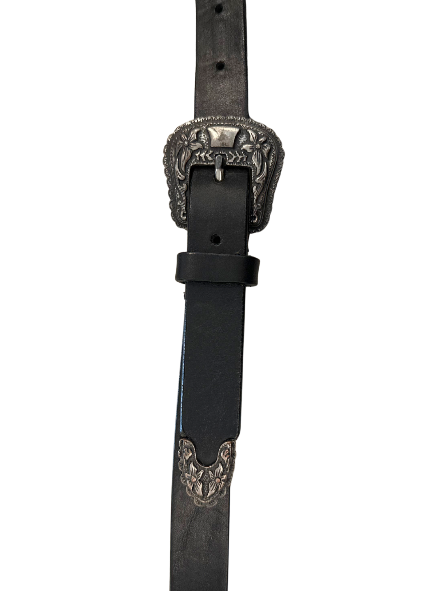 Ornate Buckle Black Belt / 90cm