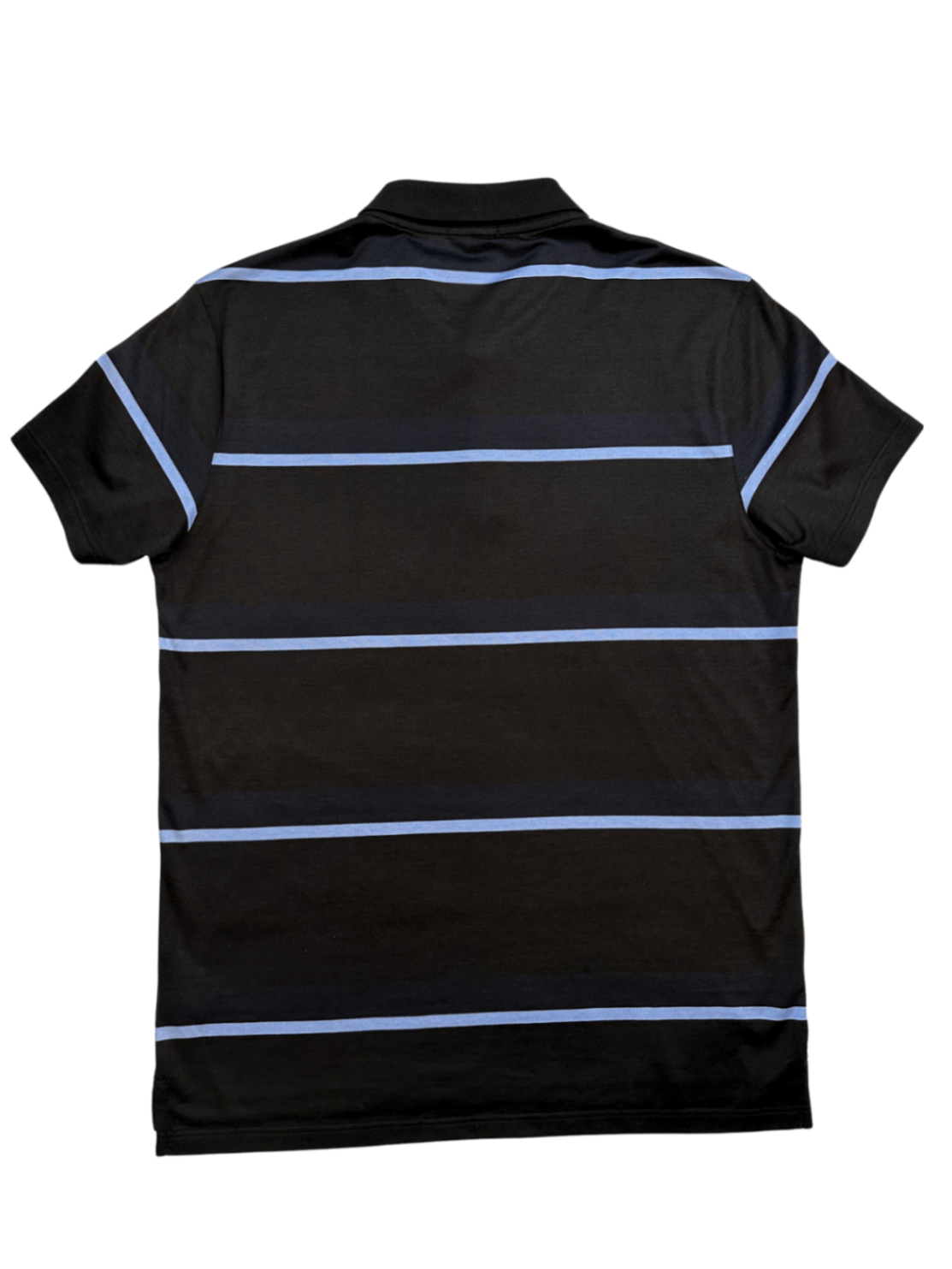Silk Blend Polo Black/Blue Stripe / Size S