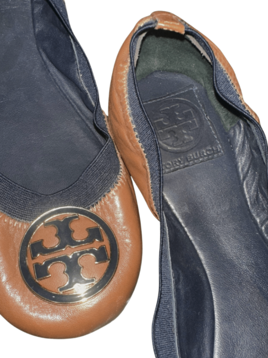 Caroline Ballet Flats Brown/Navy / Size 10