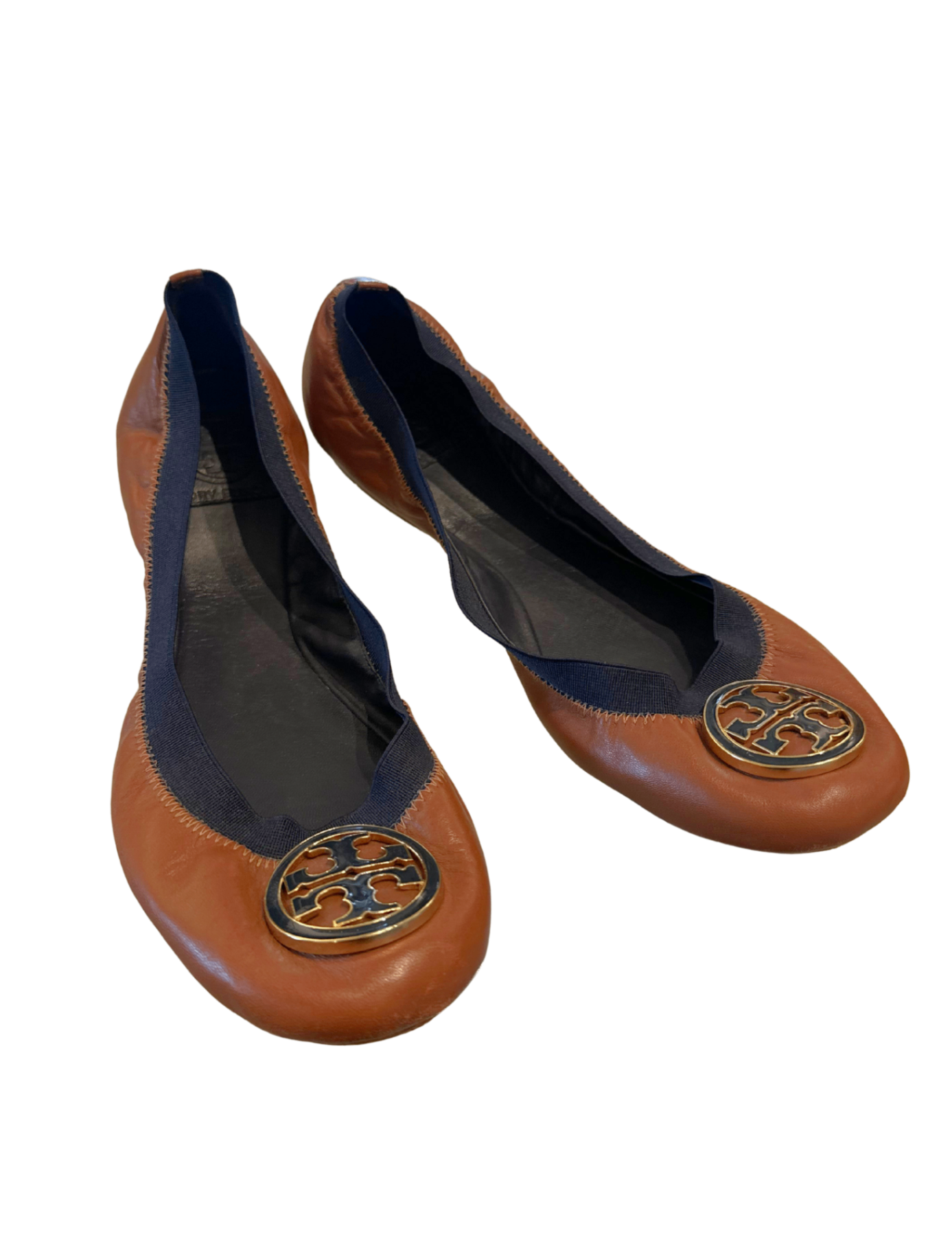Caroline Ballet Flats Brown/Navy / Size 10