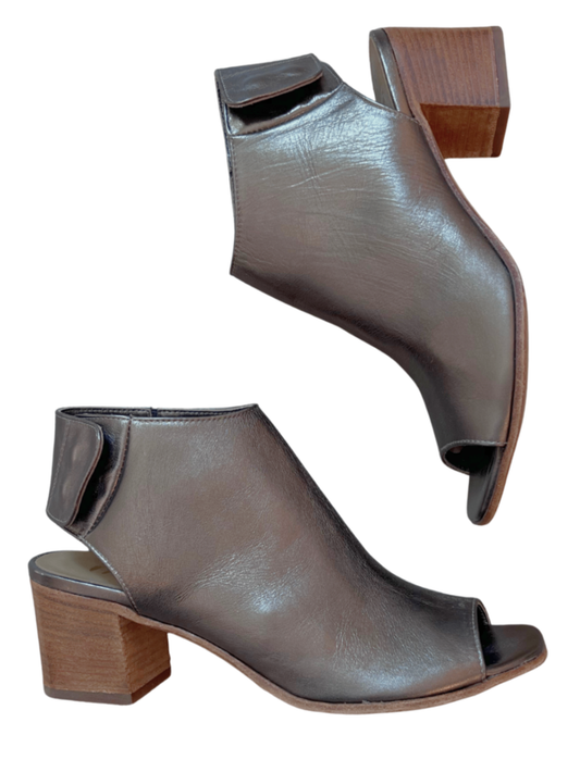 Metallic Peep Toe Ankle Bootie / Size 41