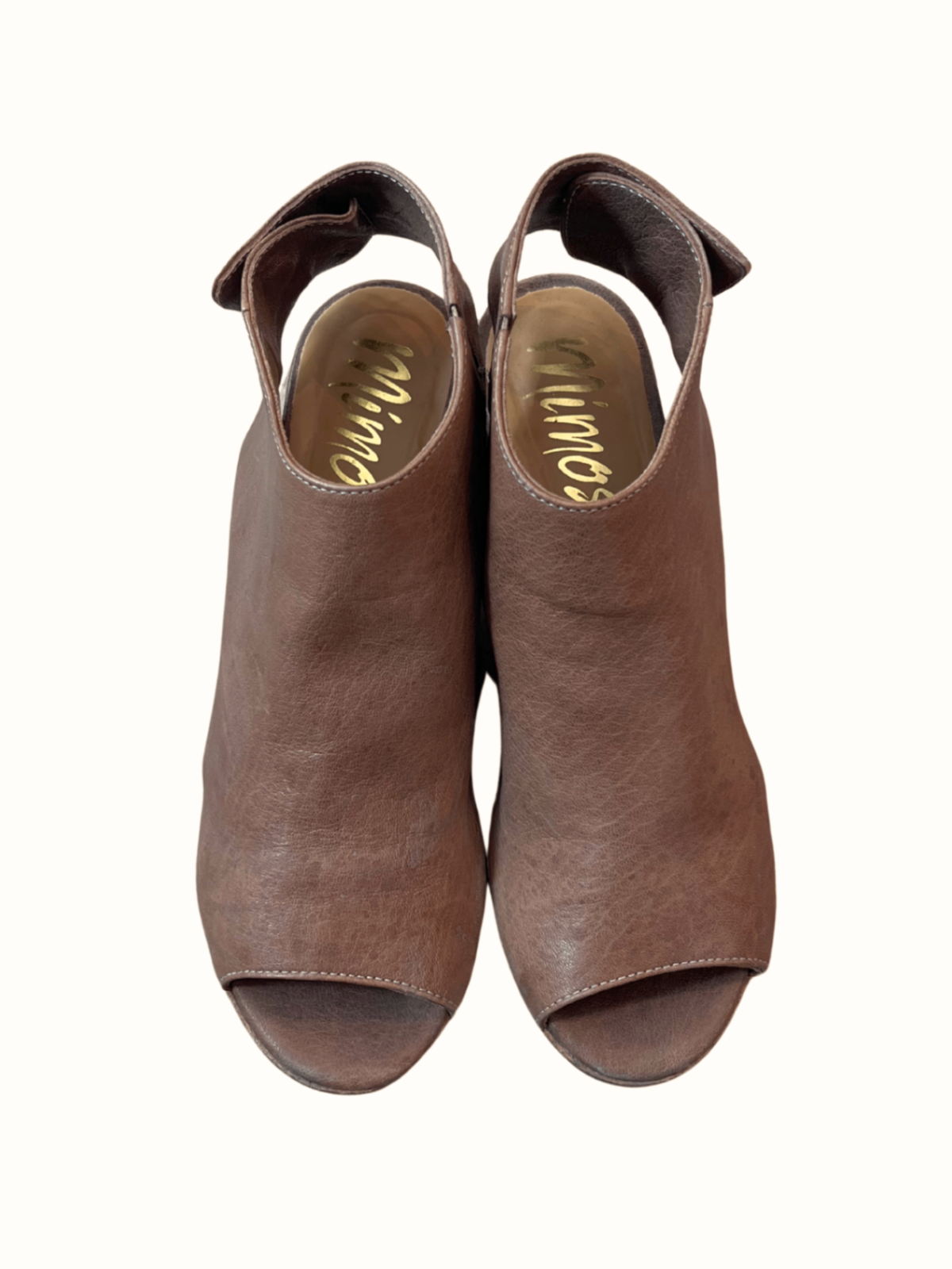 Leather Peep Toe Ankle Bootie Camel / Size 40