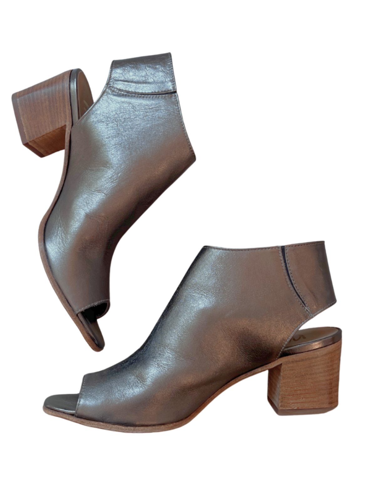 Metallic Peep Toe Ankle Bootie / Size 41