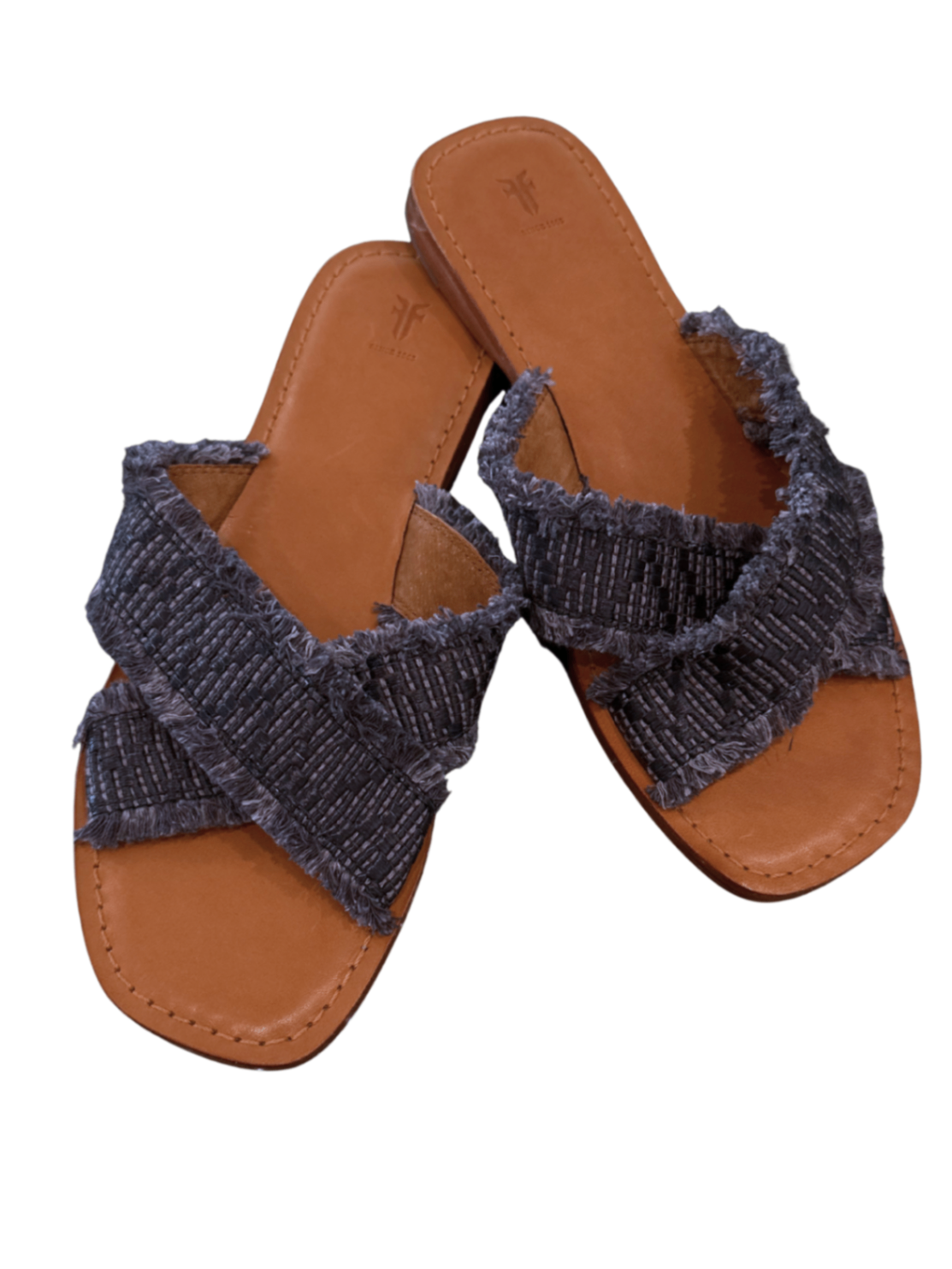 Frayed Crossband Slide Sandal / Size 10