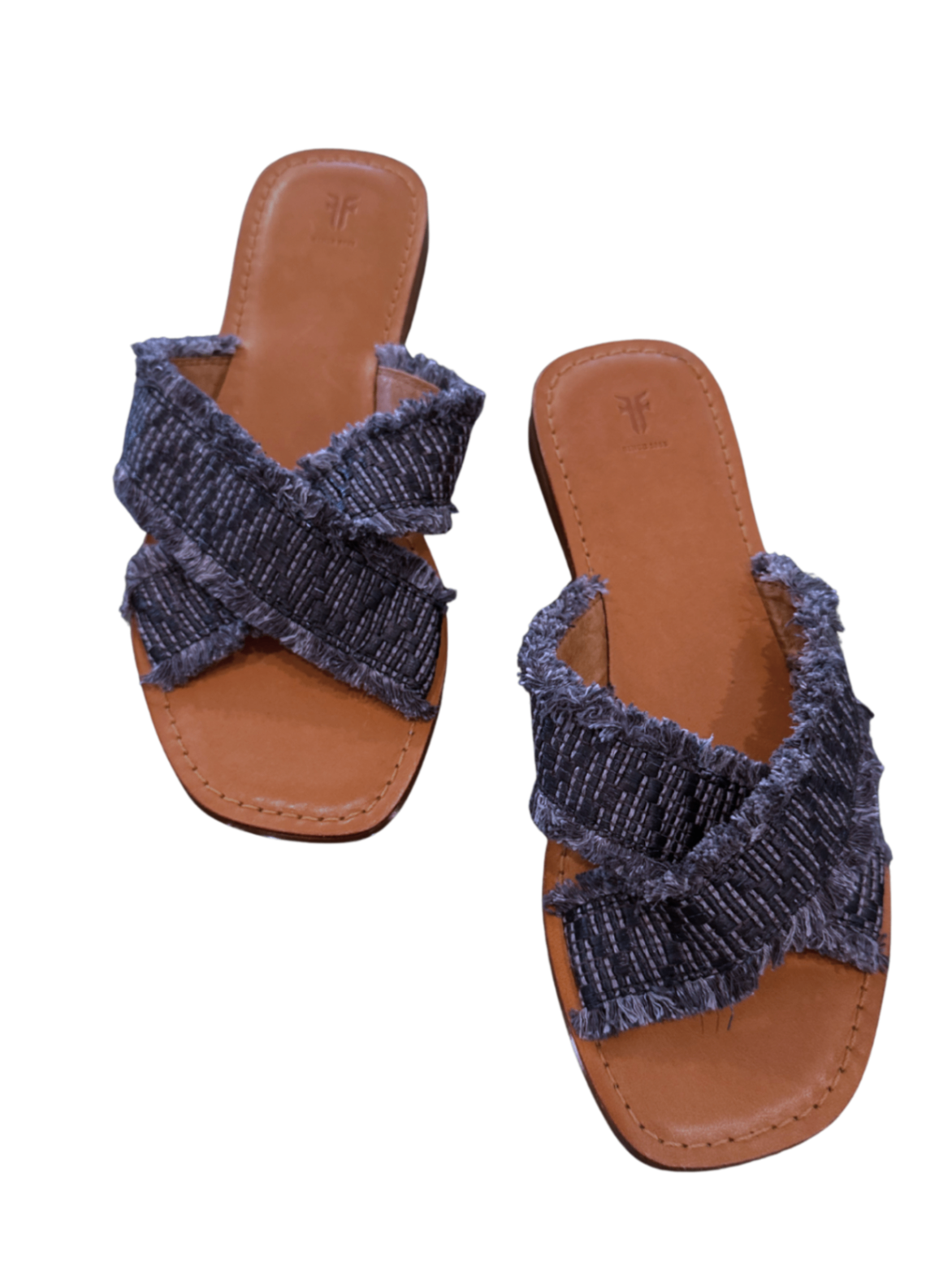 Frayed Crossband Slide Sandal / Size 10