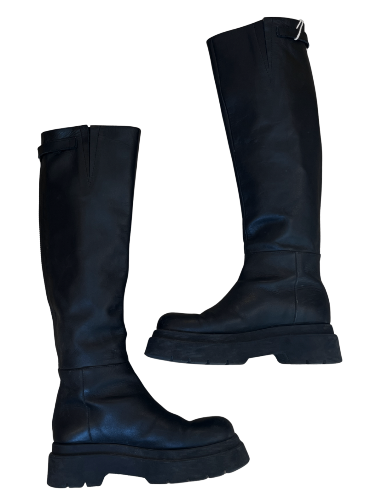 Chunky Tall Leather Boot Black / Size 39