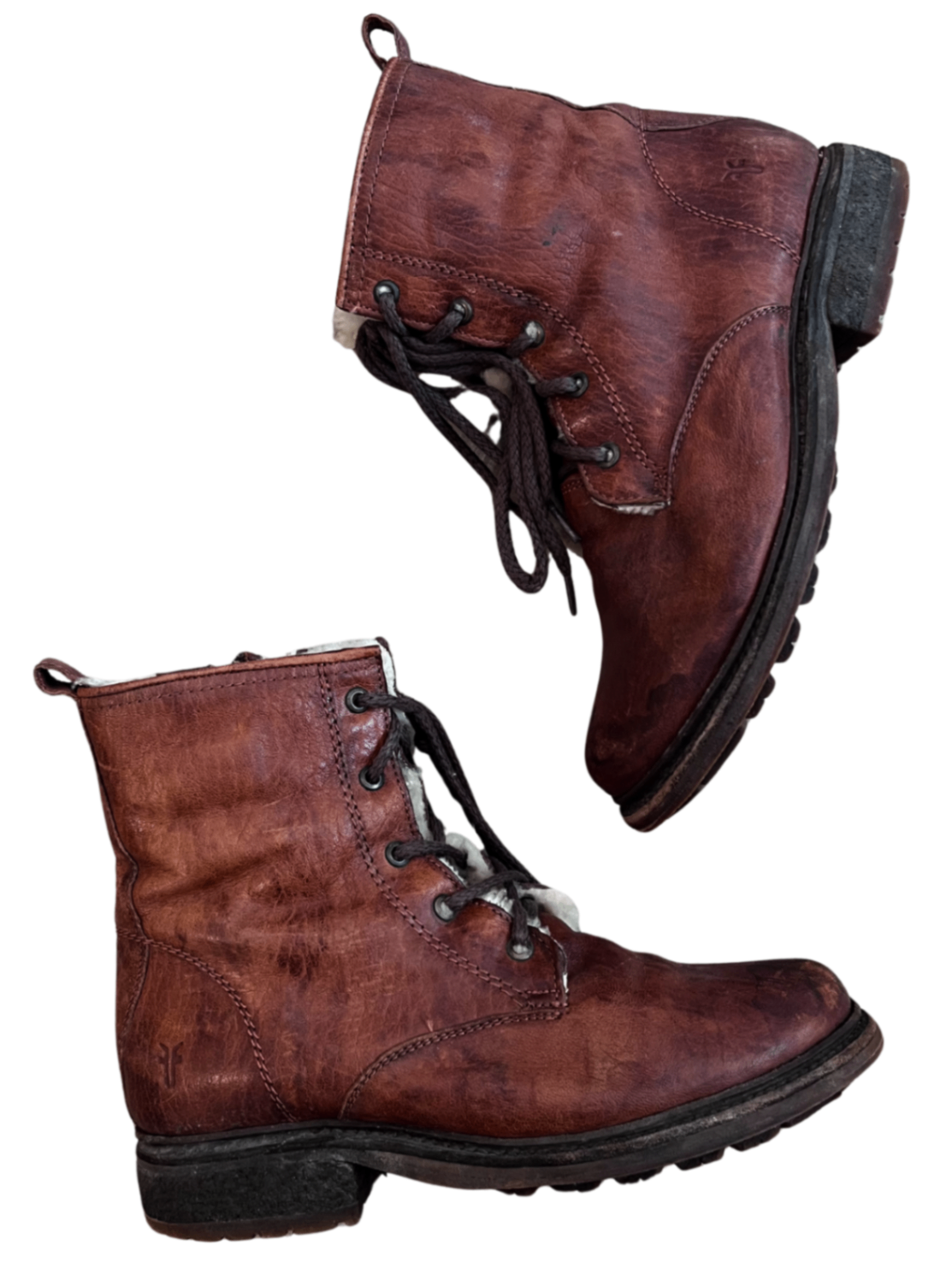 Valerie Shearling Lace Up Boots / Size 8