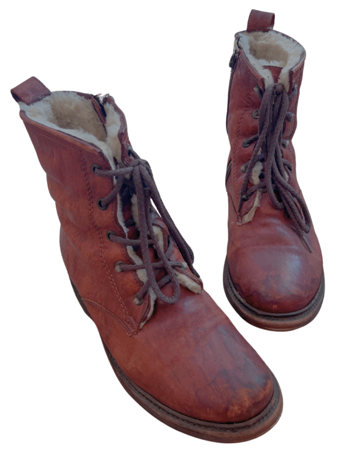 Valerie Shearling Lace Up Boots / Size 8