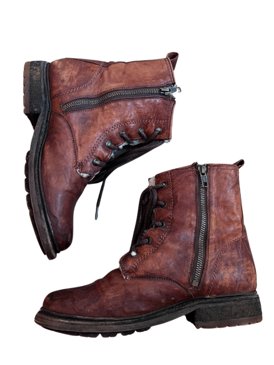 Valerie Shearling Lace Up Boots / Size 8