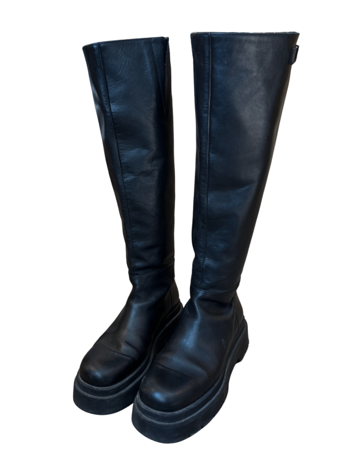 Chunky Tall Leather Boot Black / Size 39