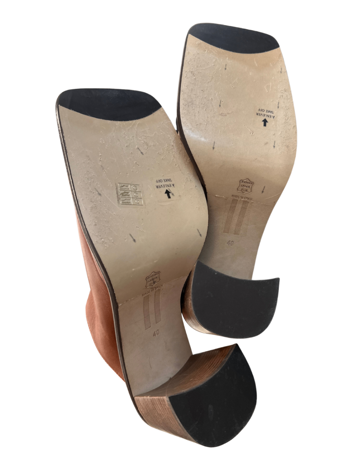 Square Toe Leather Mules Tobacco / Size 40