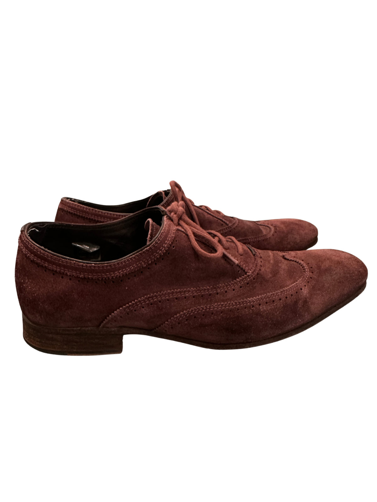 Wing Tip Suede Oxford Shoe Burgundy / Size 40