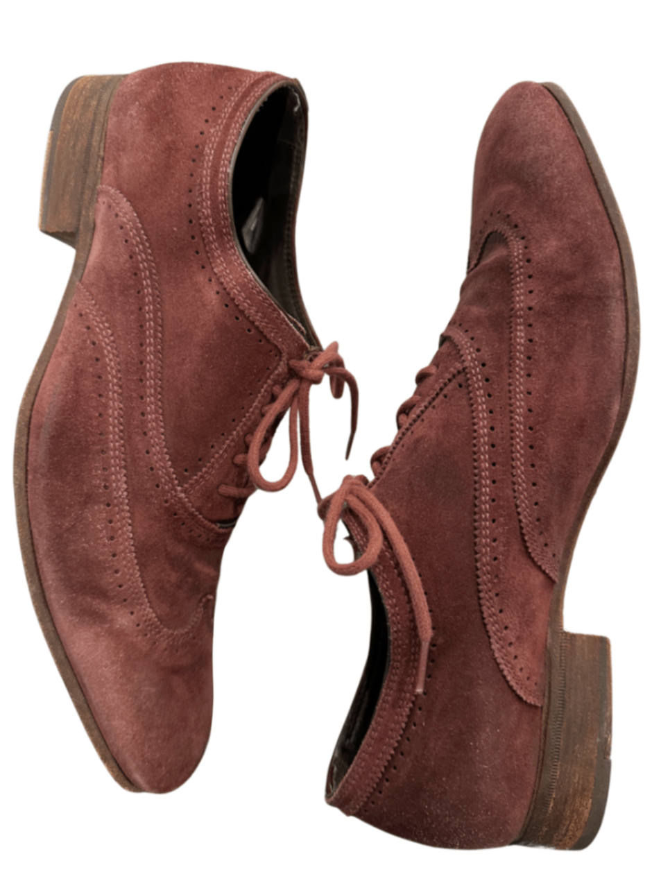 Wing Tip Suede Oxford Shoe Burgundy / Size 40