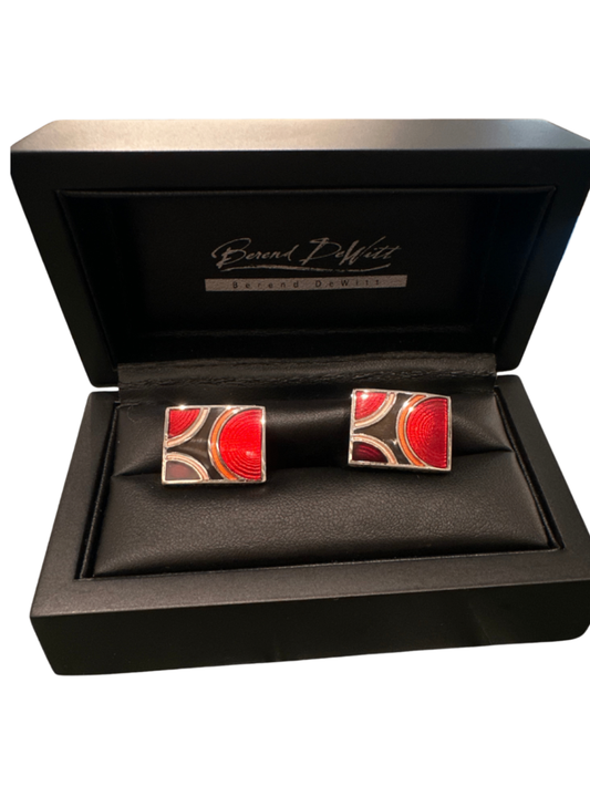 Red Enamel Cufflinks / One Size