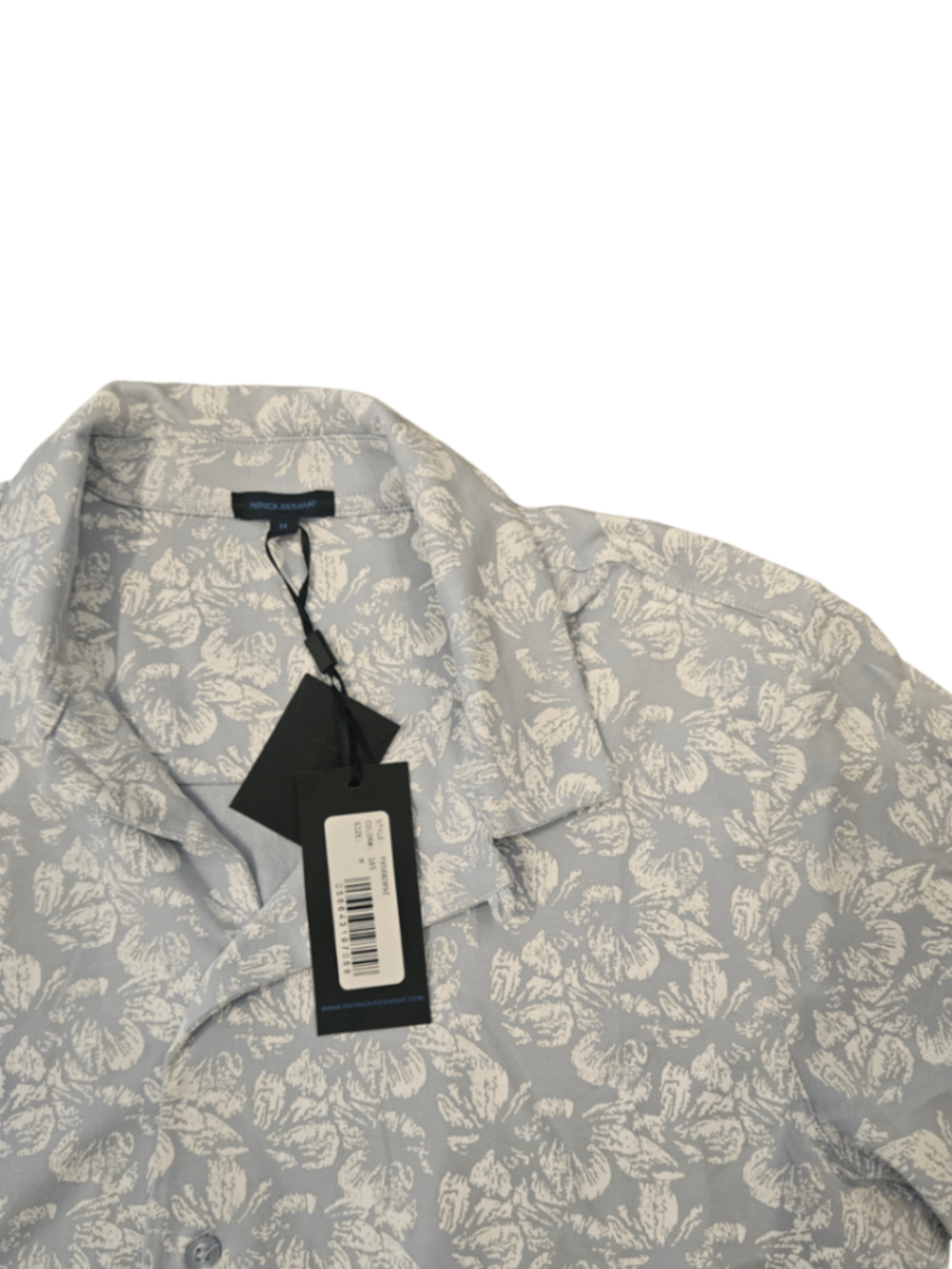 Printed Pima Stretch Button Up Blue Ice / Size M