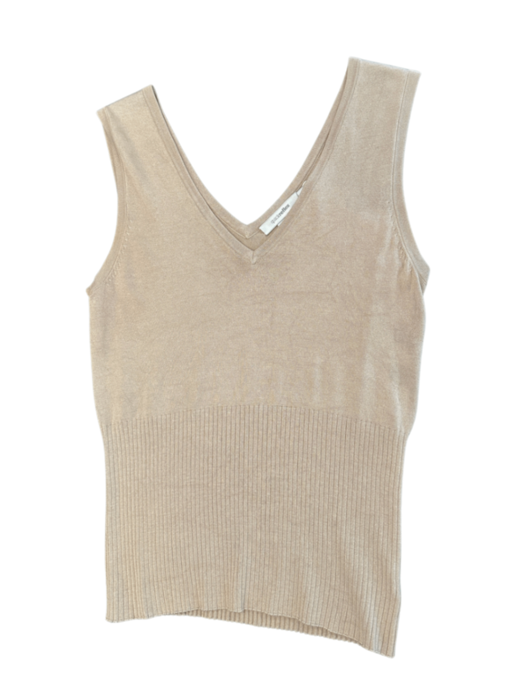 Knit V-Neck Top Beige / Size S