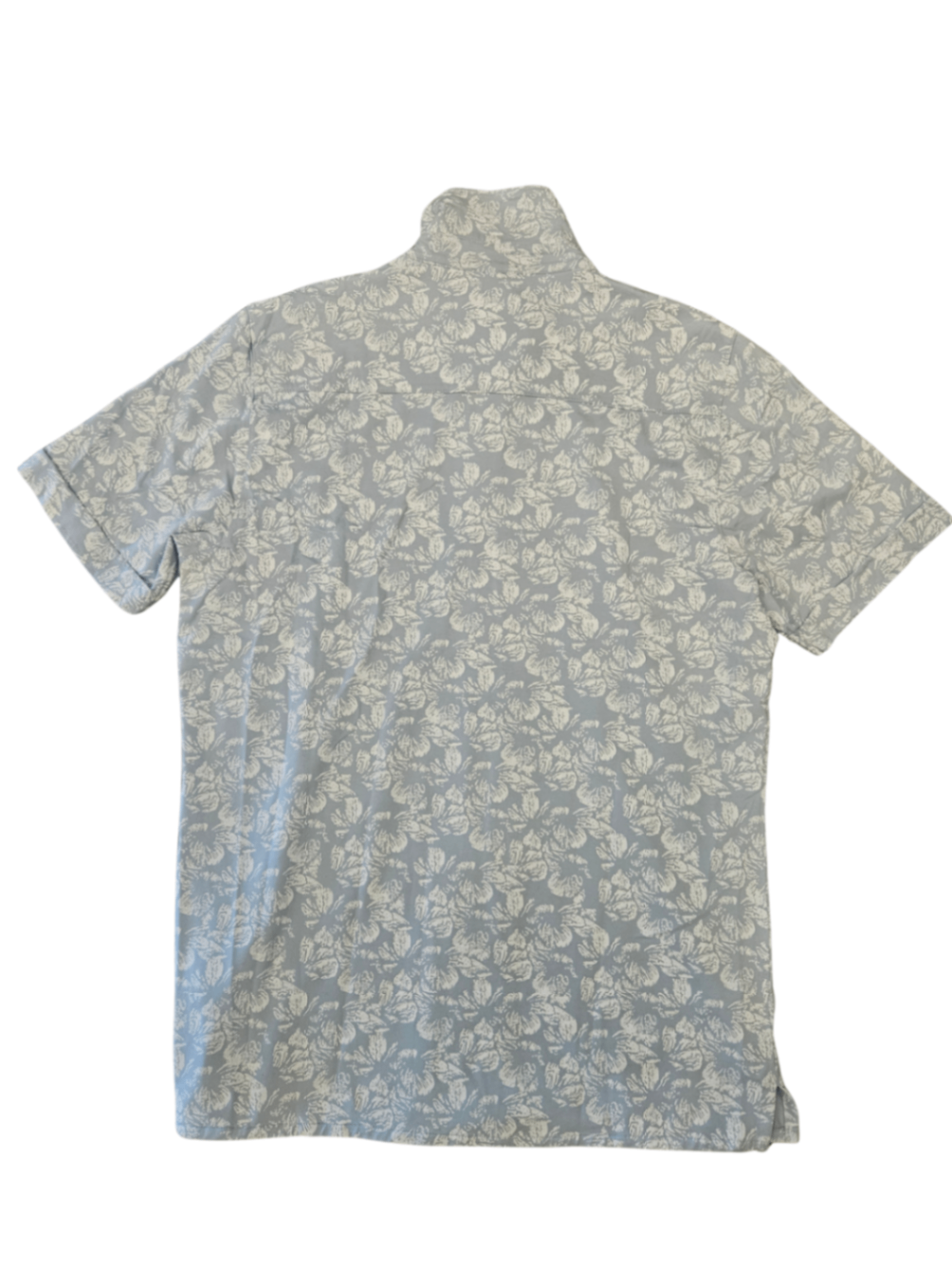 Printed Pima Stretch Button Up Blue Ice / Size M