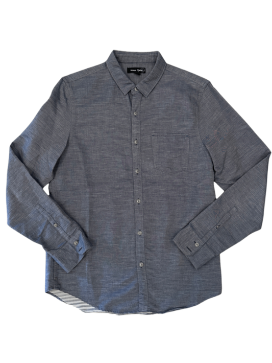 Trim Fit Cotton Button Up Shirt Chambray / Size M