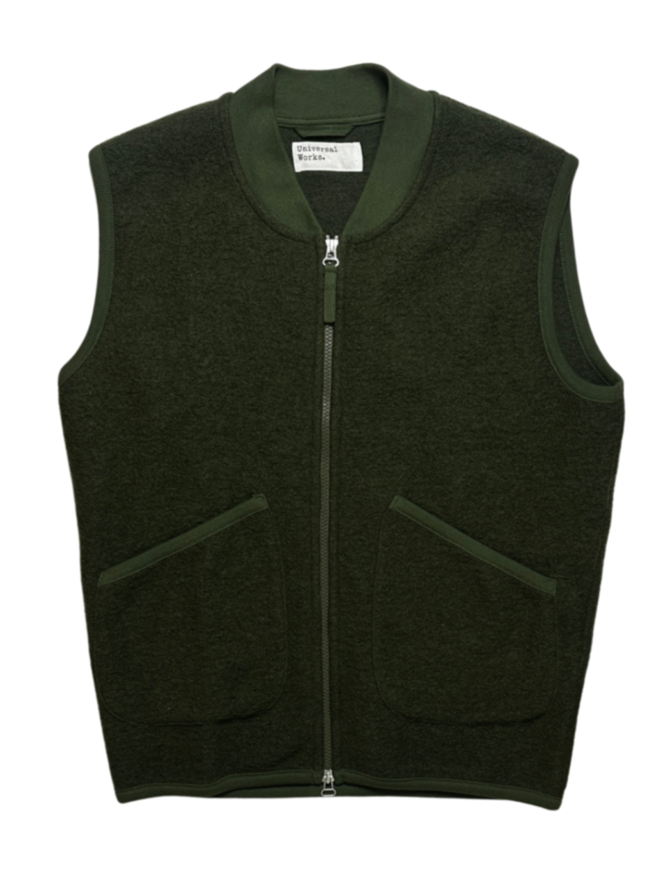 Wool Fleece Zip Waistcoat Olive Green / Size M