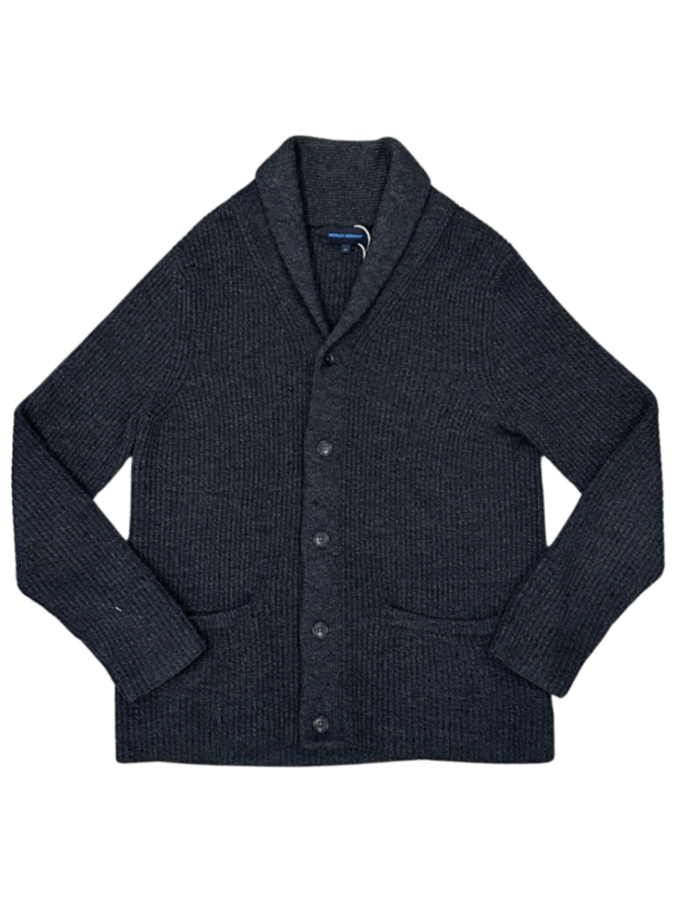 Merino Ribbed Shawl Collar Cardigan Charcoal / Size M