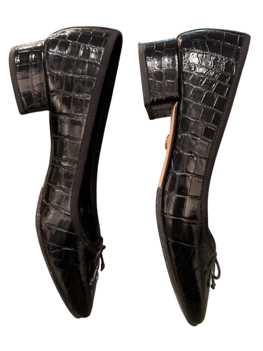 Cecile Croc Embossed Ballet Pump Black / Size 7.5M