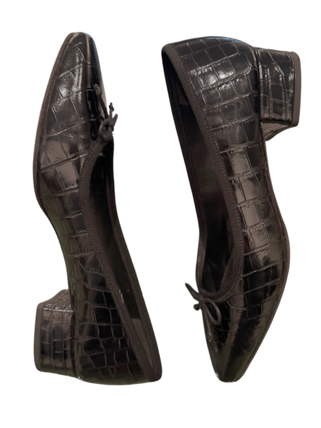Cecile Croc Embossed Ballet Pump Black / Size 7.5M