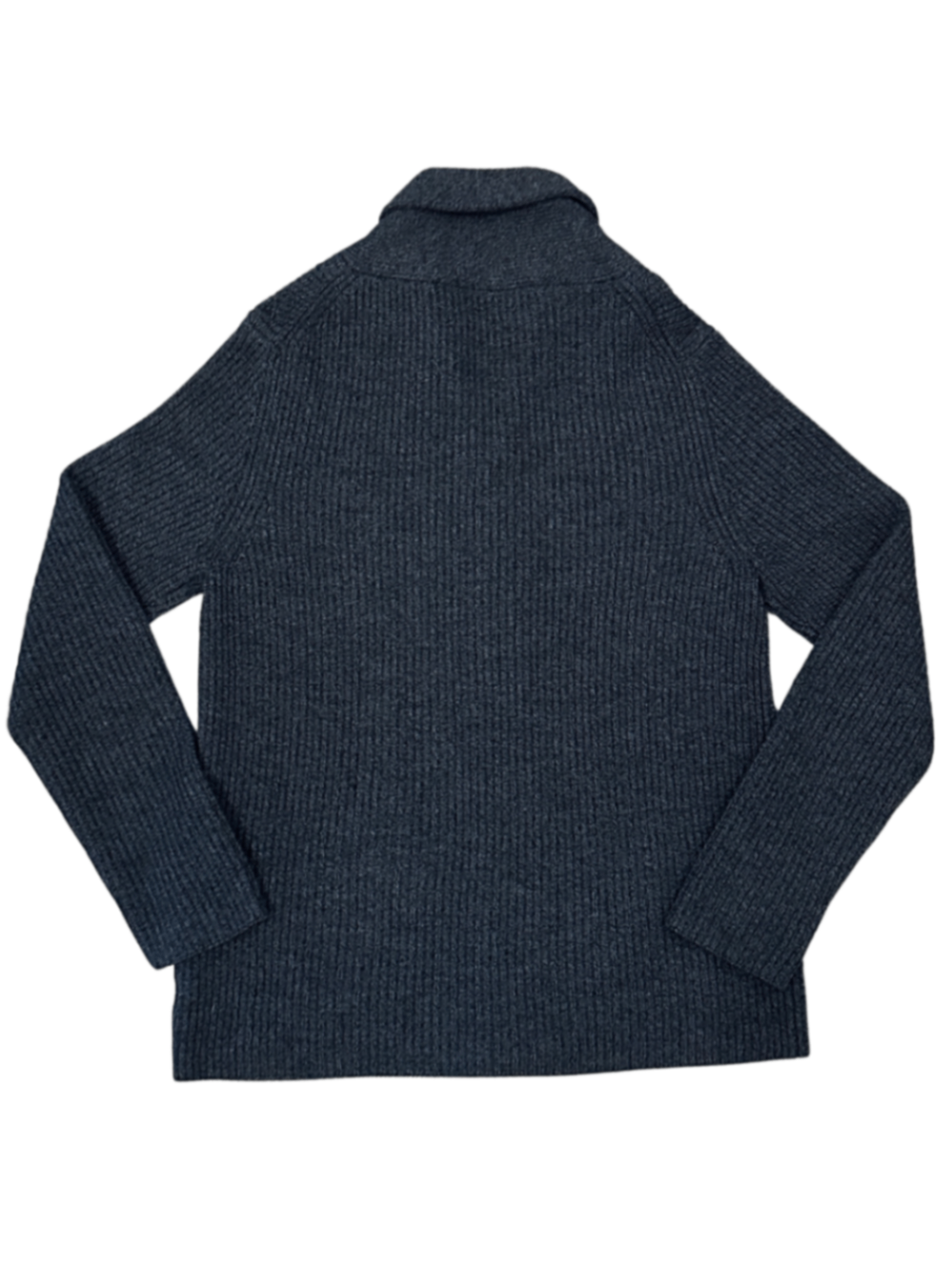 Merino Ribbed Shawl Collar Cardigan Charcoal / Size M