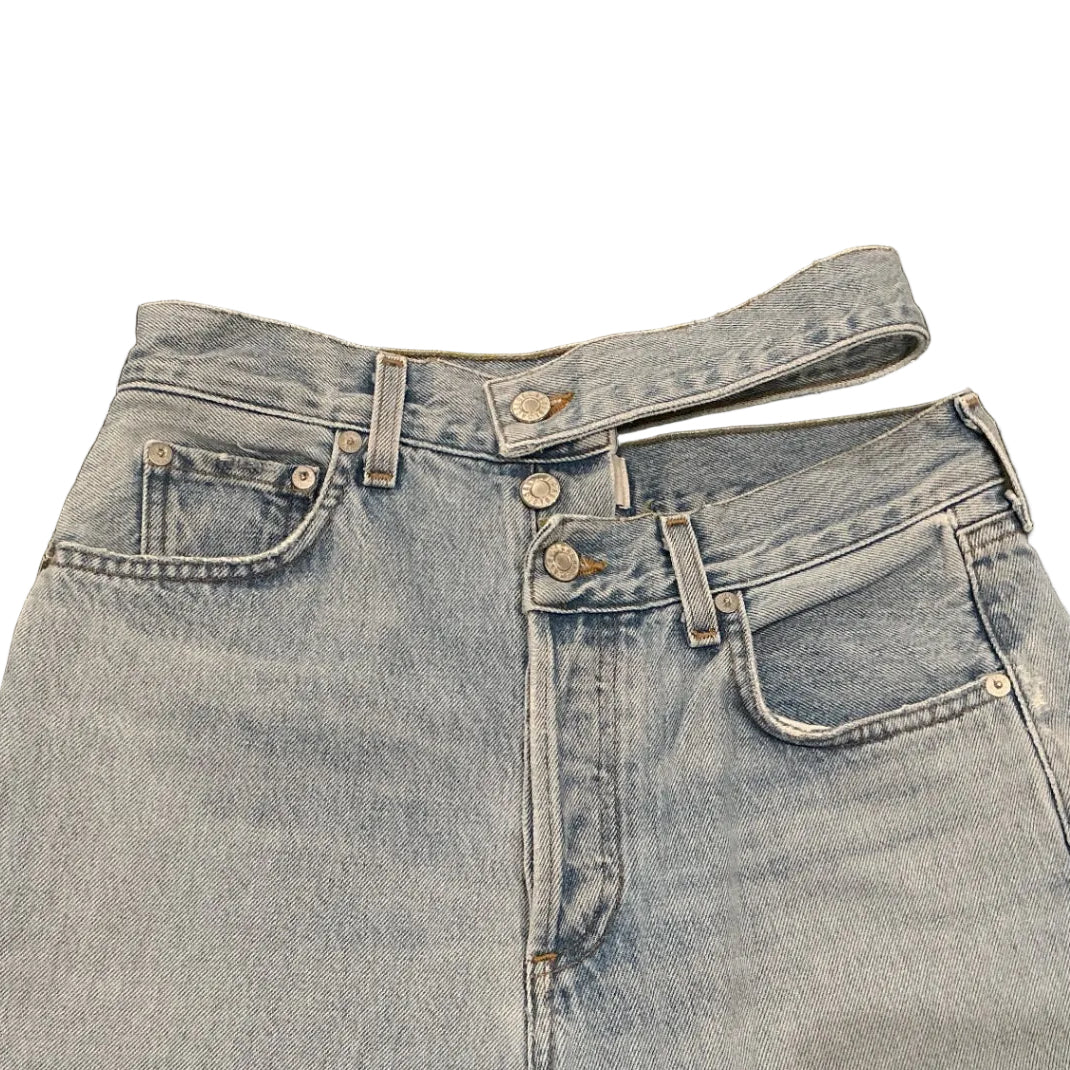 High Rise Wide Broken Waistband Jean Light Wash / Size 25
