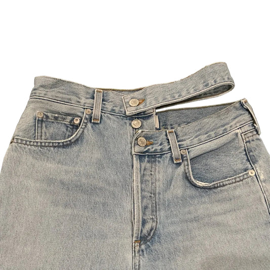 High Rise Wide Broken Waistband Jean Light Wash / Size 25