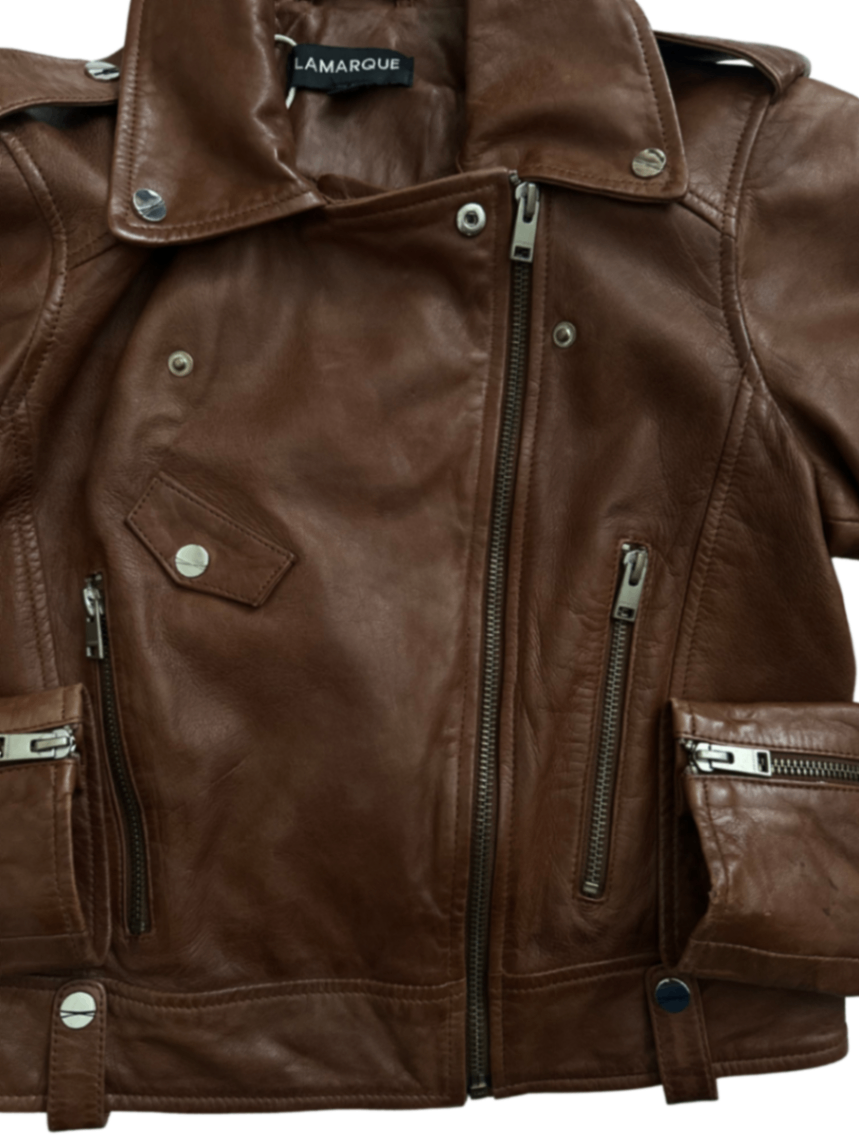 Leather Biker Jacket Brown / Size XS