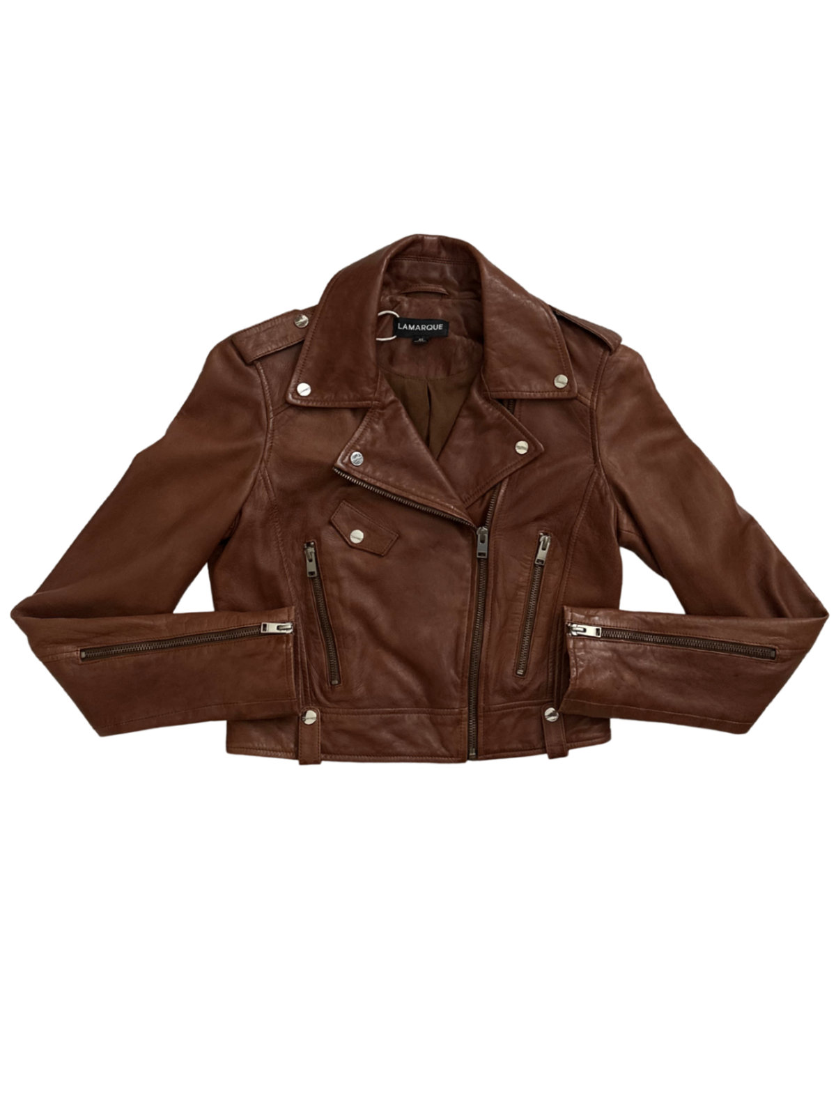 Leather Biker Jacket Brown / Size XS