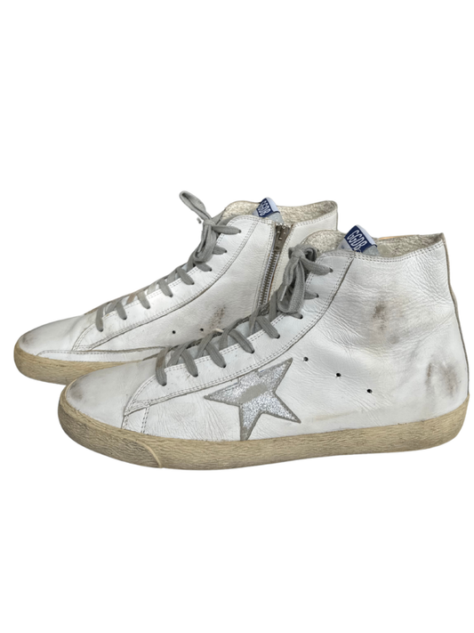 Hightop Sneakers White/Silver / Size 45