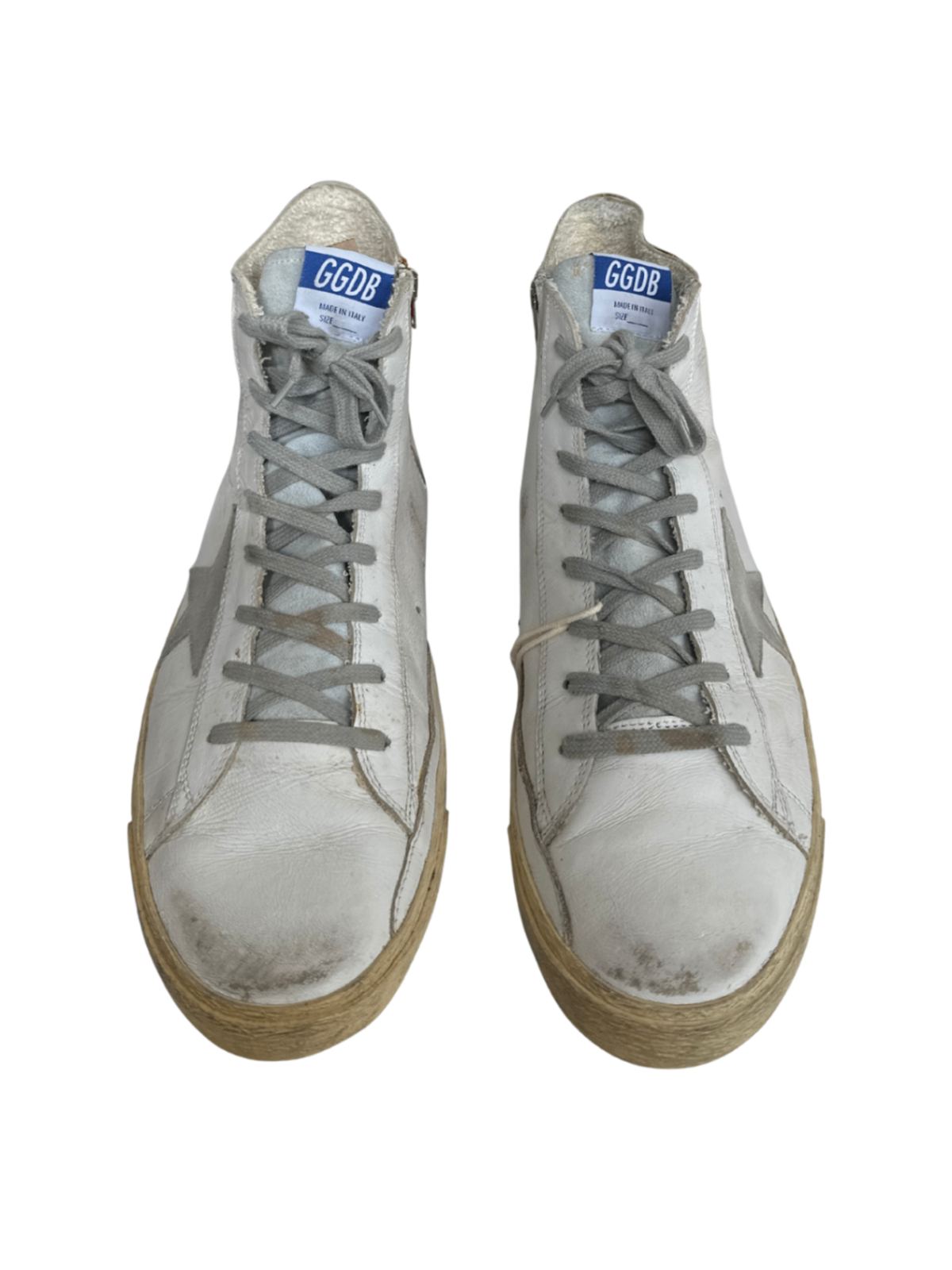 Hightop Sneakers White/Silver / Size 45