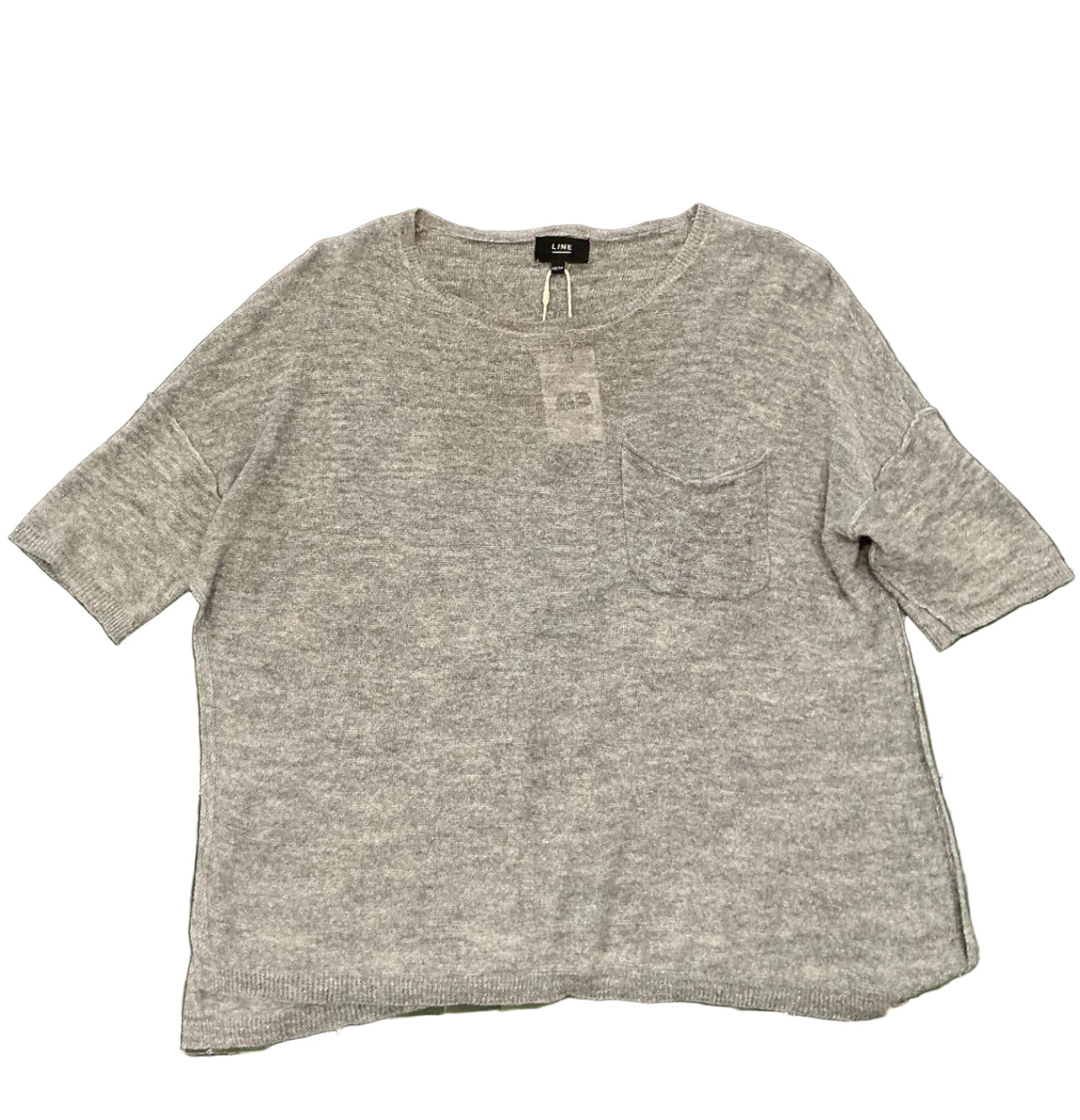 Side Split Linen Top Grey / Size XS