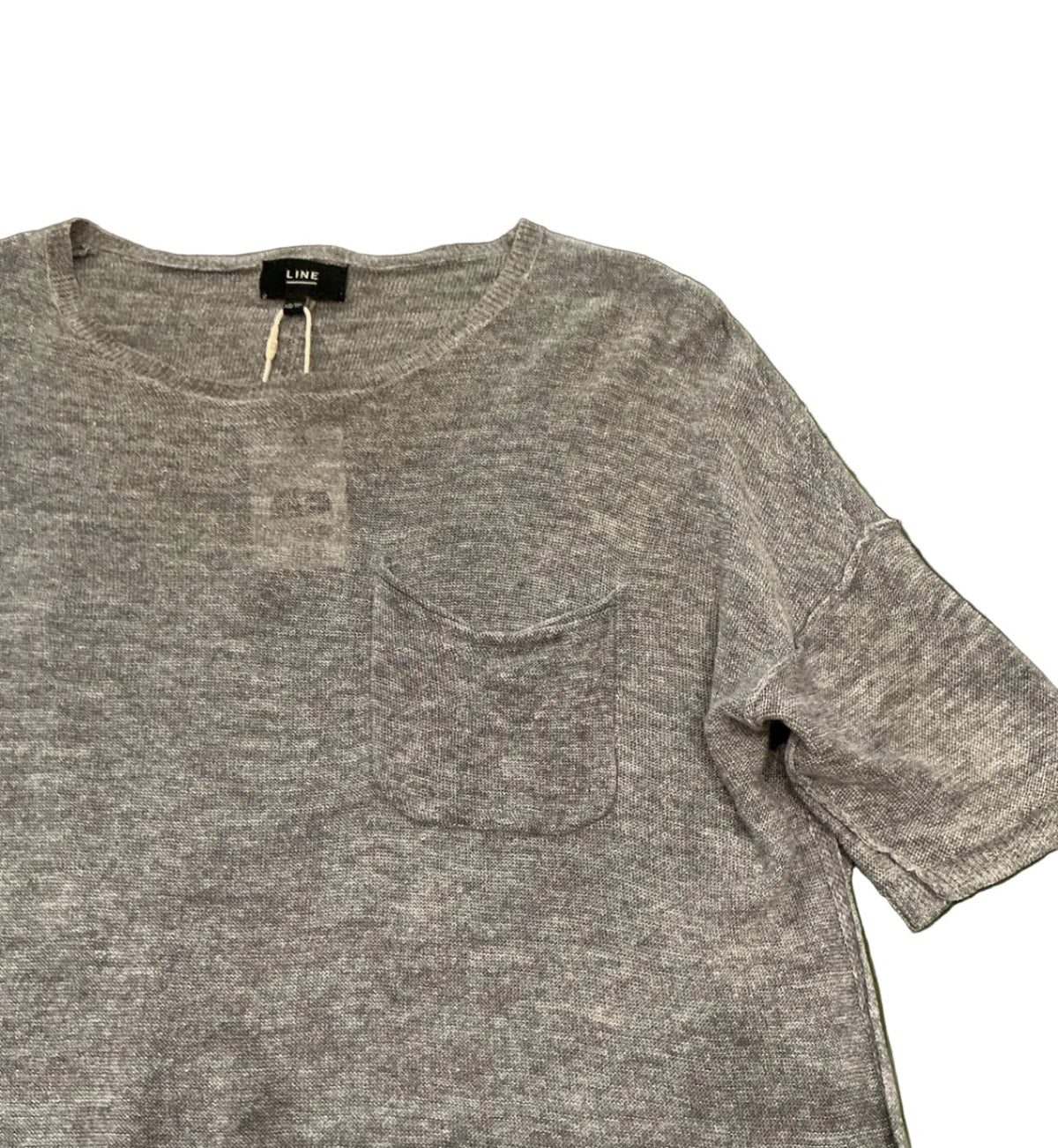 Side Split Linen Top Grey / Size XS