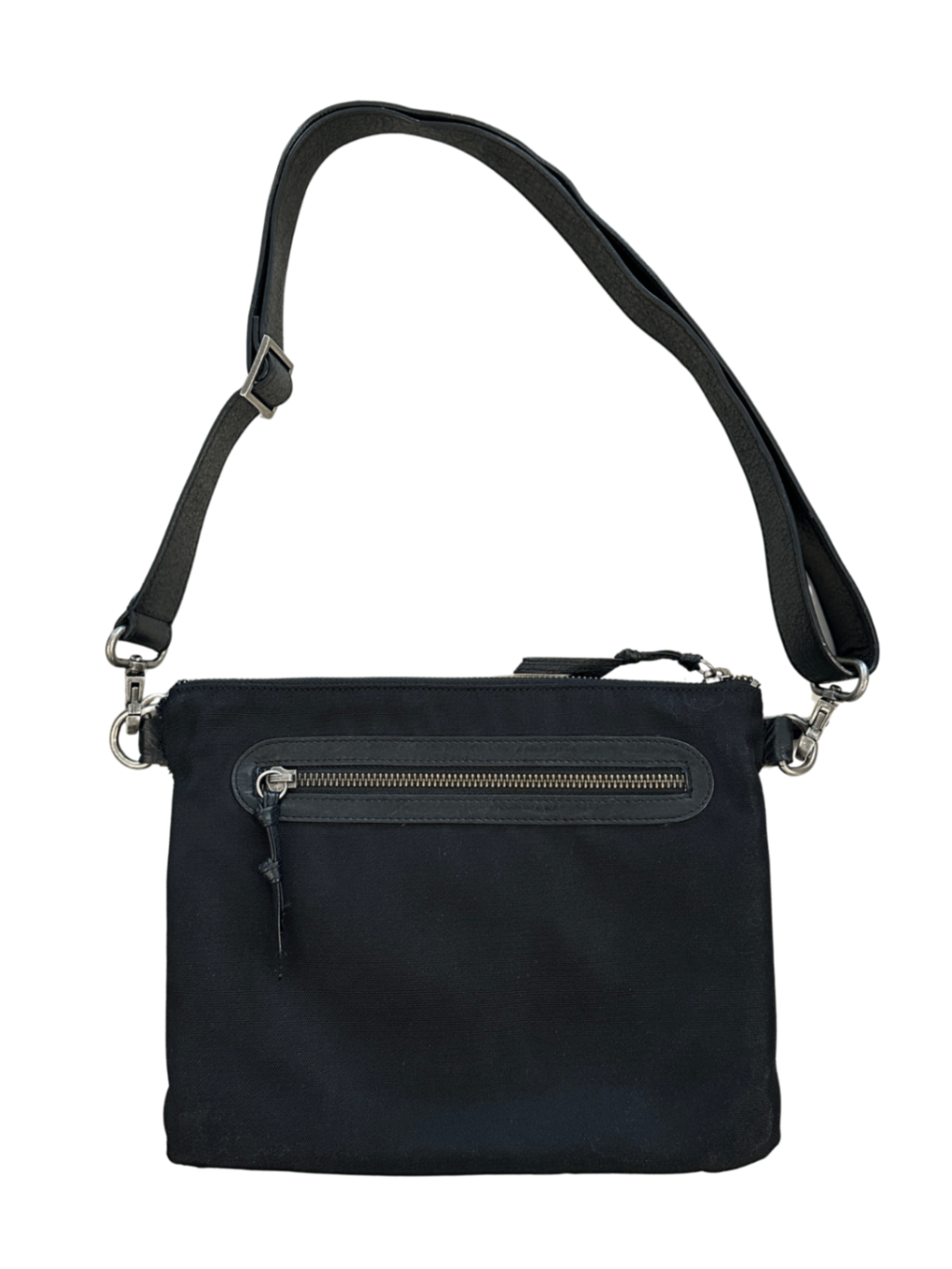 Small Nylon/Leather Bag Black