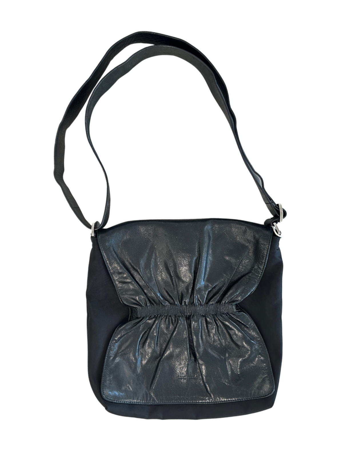 Nylon/Leather Shoulder Bag Black