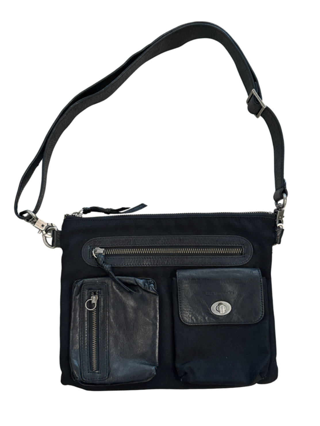 Small Nylon/Leather Bag Black