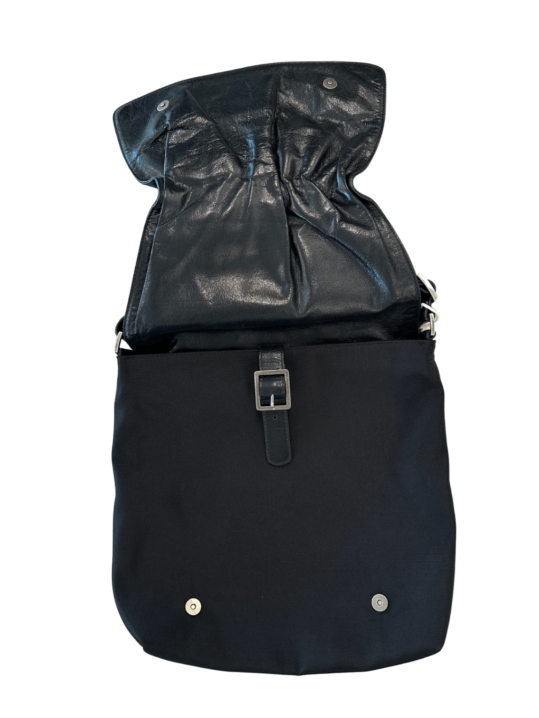 Nylon/Leather Shoulder Bag Black