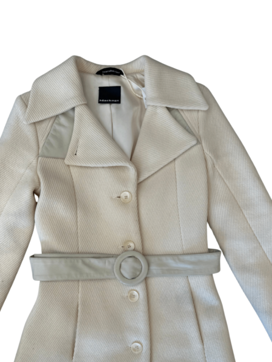 Textured Wool Paneled Coat Cream / Size S