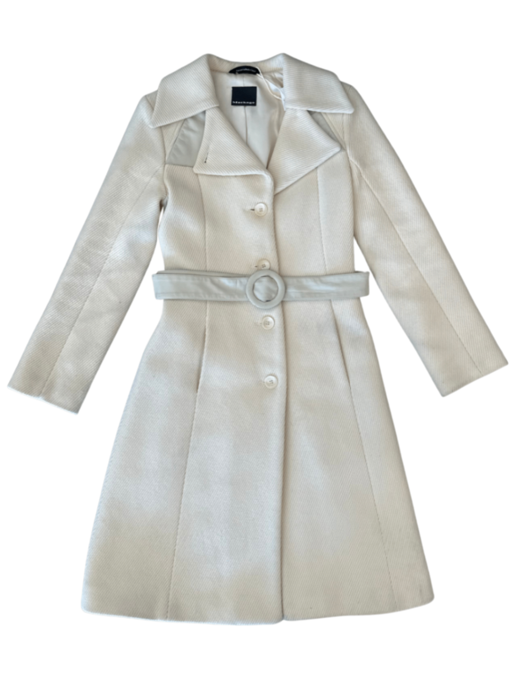 Textured Wool Paneled Coat Cream / Size S