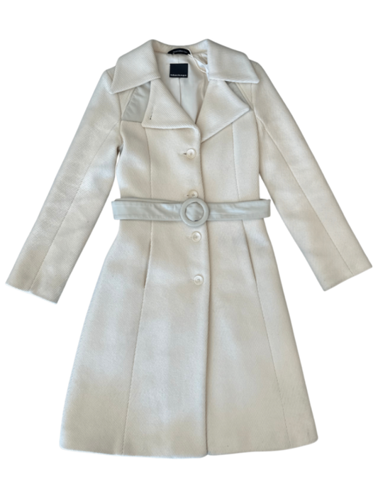 Textured Wool Paneled Coat Cream / Size S