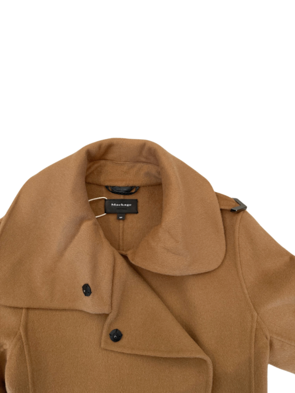 Asymmetric Drape Neck Wool Wrap Coat Camel / Size S