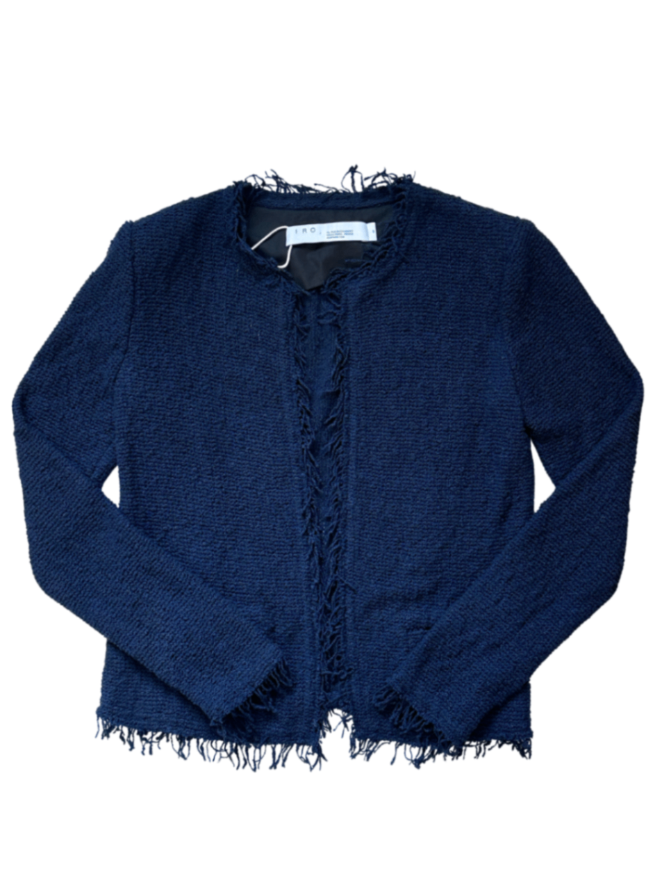 Fringe Boucle Open Knit Jacket Navy / Size 36