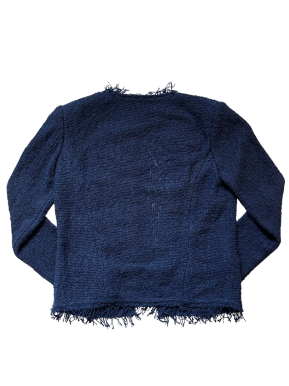 Fringe Boucle Open Knit Jacket Navy / Size 36