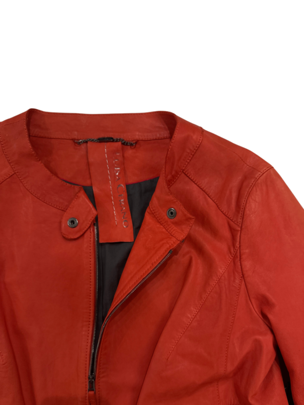 Embossed Lamb Nappa Leather Jacket / Size 12