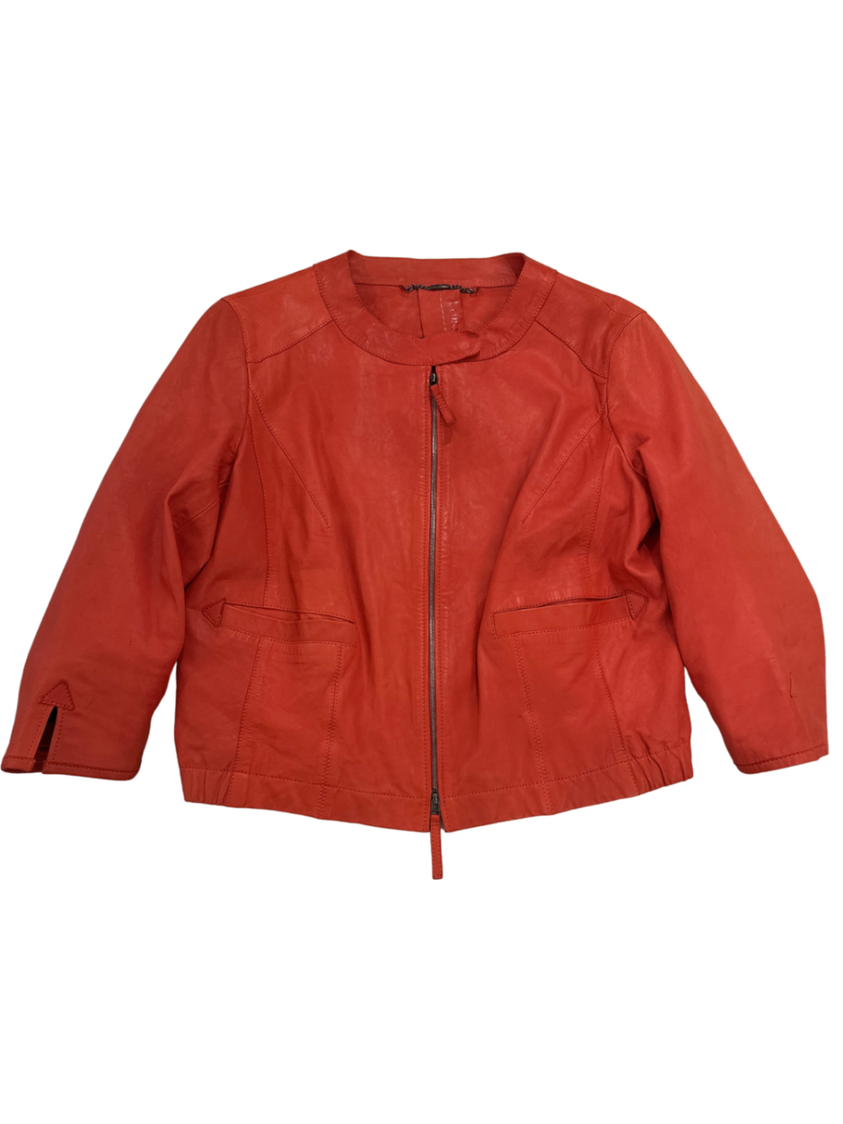 Embossed Lamb Nappa Leather Jacket / Size 12