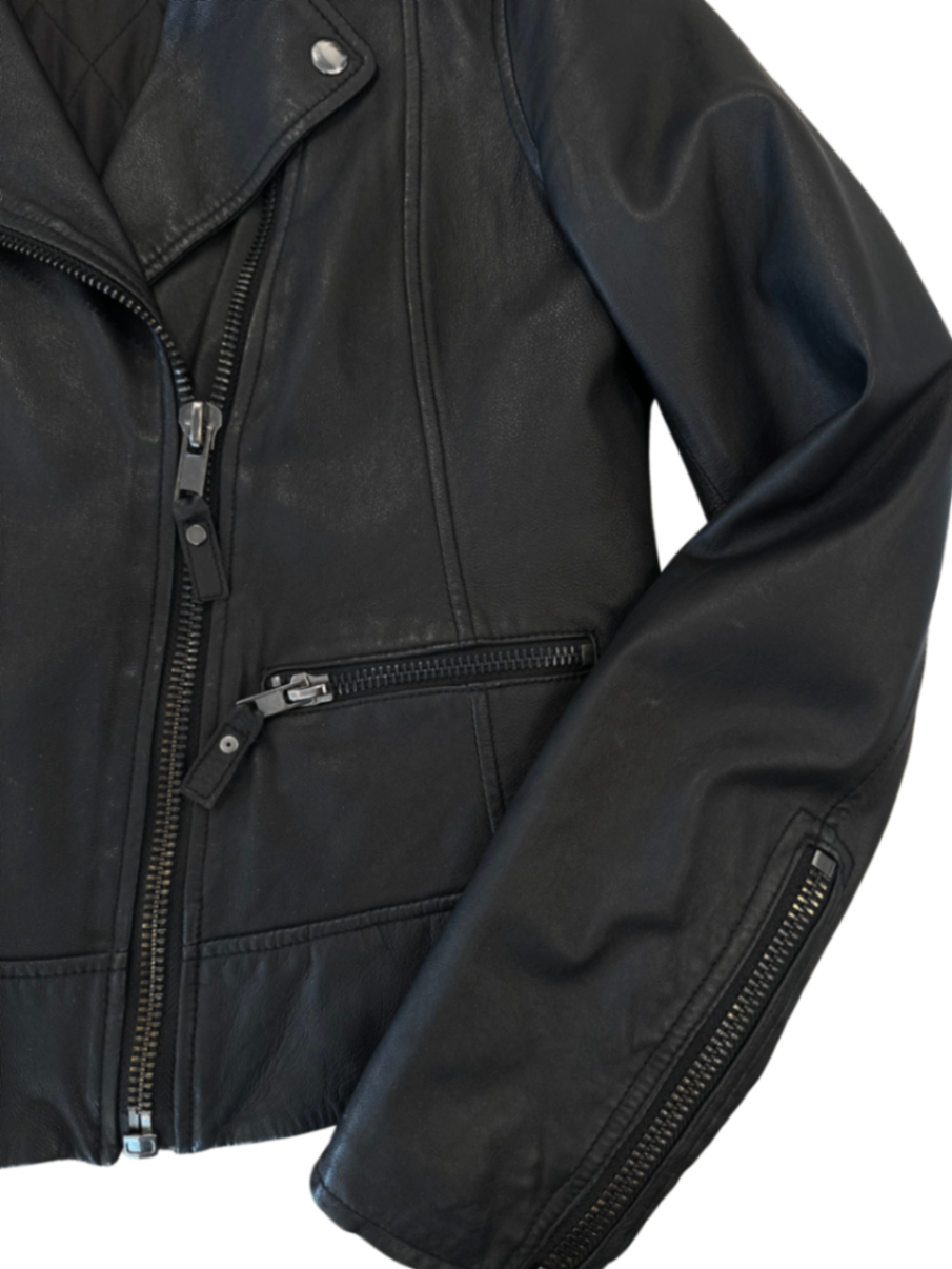 Asymmetrical Lambskin Moto Jacket Black / Size S