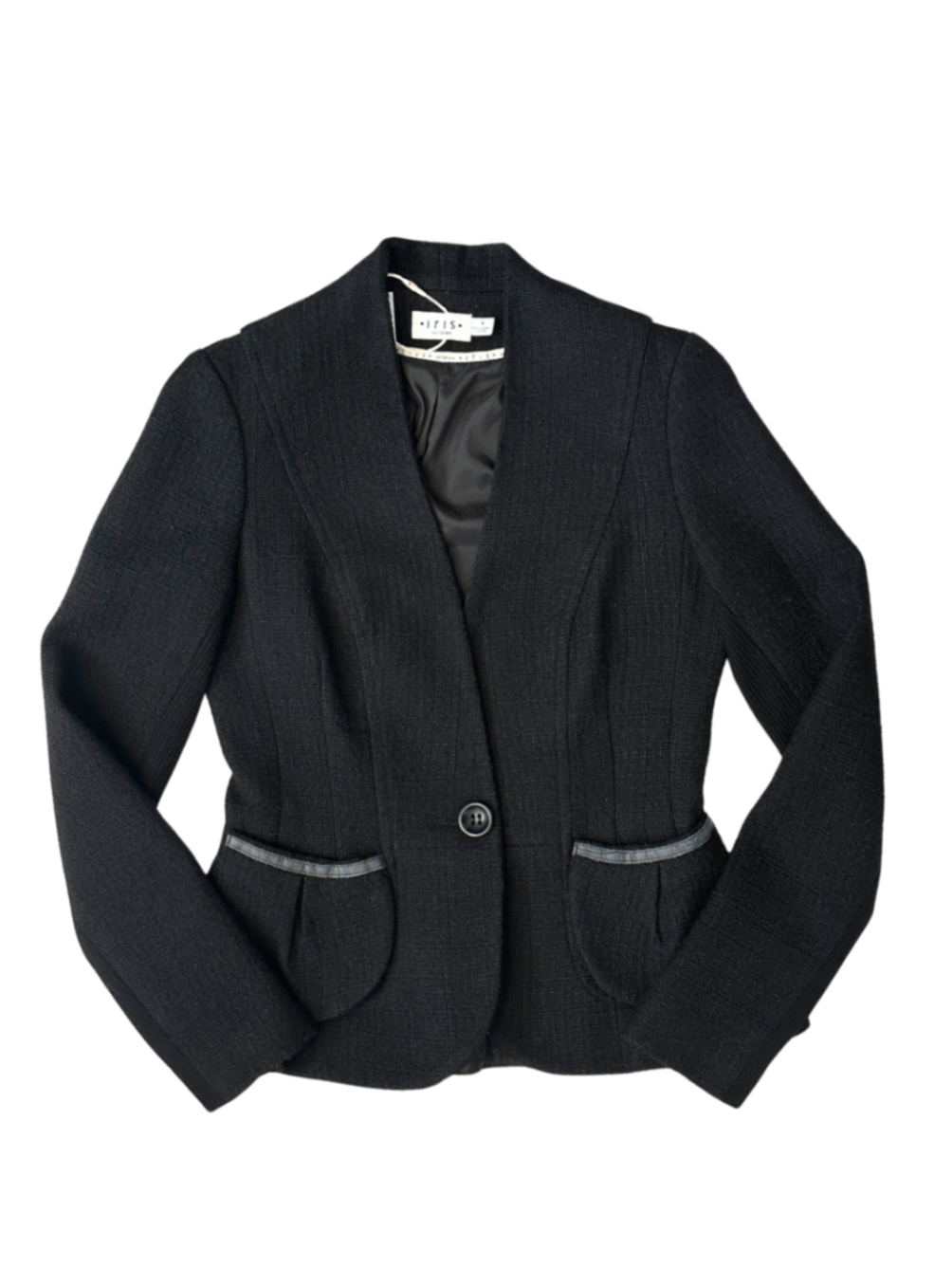 Single-Button Tailored Blazer Textured Black / Size 4